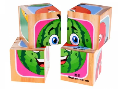 Пазл из деревянных кубиков с картинками фруктов 4 кубика 6 картинок