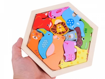 Krāsaina koka puzle Dzīvnieki ZOO (13 gab)