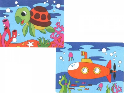 Творческий набор для рисования песком, в комплекте черепаха и подводная лодка